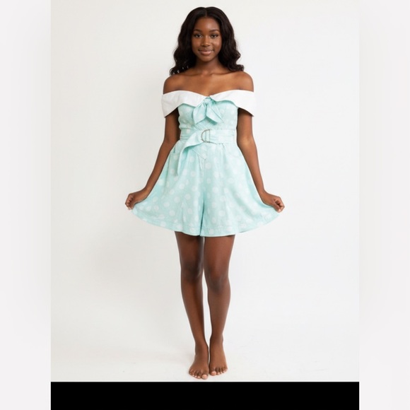 Vintage RAREKaren Alexander Mint Green Polka Dot Off-Shoulder Dress -  greenwatershopping.com